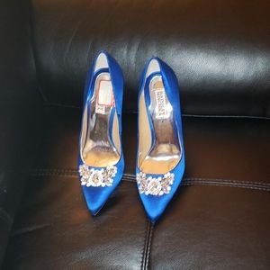 Womens blue satin shoes